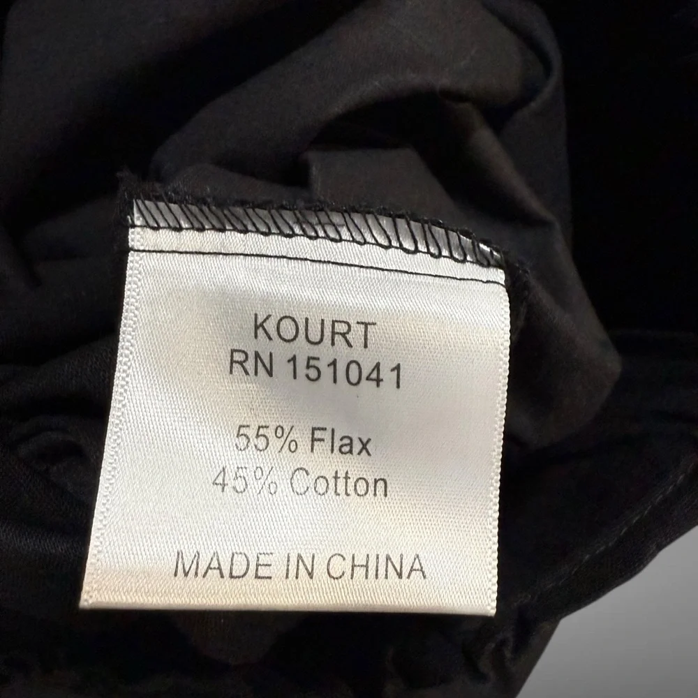 Kourt Flax Linen Crop Summer Pants Black Size Medium Wide Leg Crishelle - Picture 6 of 15